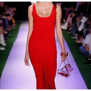 $1395 Brandon Maxwell Women's 100% Silk Red Scoop Sexy Dress Size XS